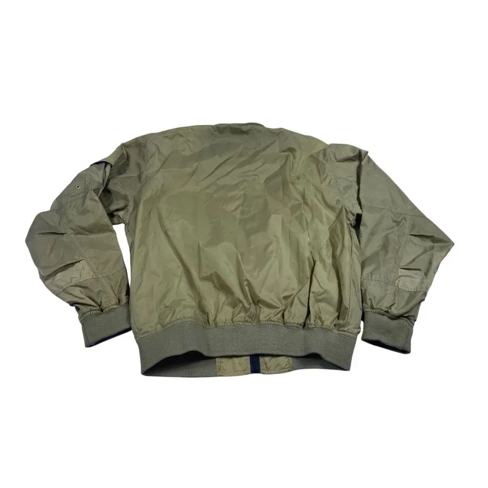 Vintage Las Vegas Bomber Jacket Mens MED Tan‎ Nylon 4 Queens Casino 90s Pockets